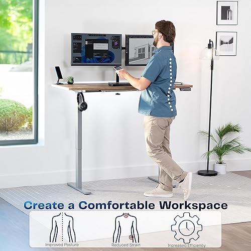 Vista 559 de VIVO DESK-KIT-1W6G - Escritorio eléctrico de pie de 60 x 24 pulgadas, ajuste de altura de memoria, serie 1B, parte superior de nogal oscuro de una