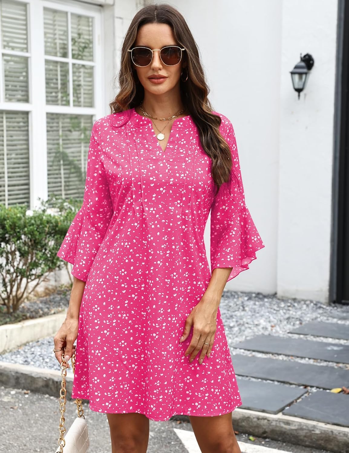 CiCiBird Summer Dresses for Women 3/4 Sleeve V Neck Dress Casual Vacation Clothes - Image 5