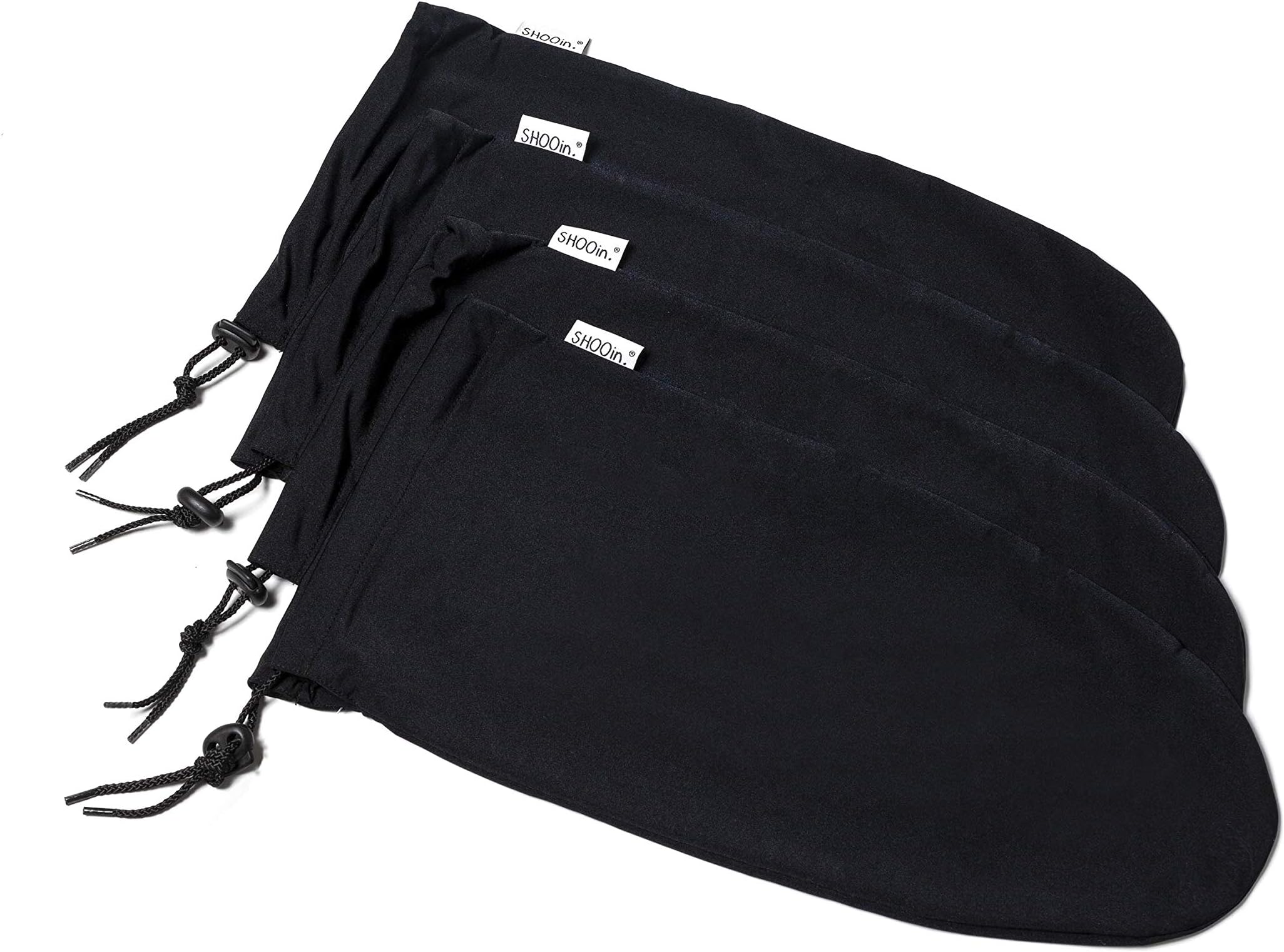 Drawstring Locked Travel Shoe Bag Set, Reinforced Flexible Fabric for Packing and Home Storage (Economy 4pack, black)