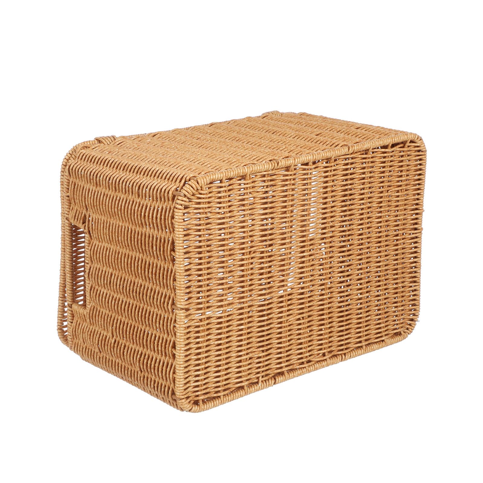 Hohopeti Großer Rechteckiger Aufbewahrungskorb mit Deckel Leichter Imitat-rattan Organizer für Küche und Badezimmer Vielseitiger Korb zur Aufbewahrung von Kosmetik und Kleinteilen