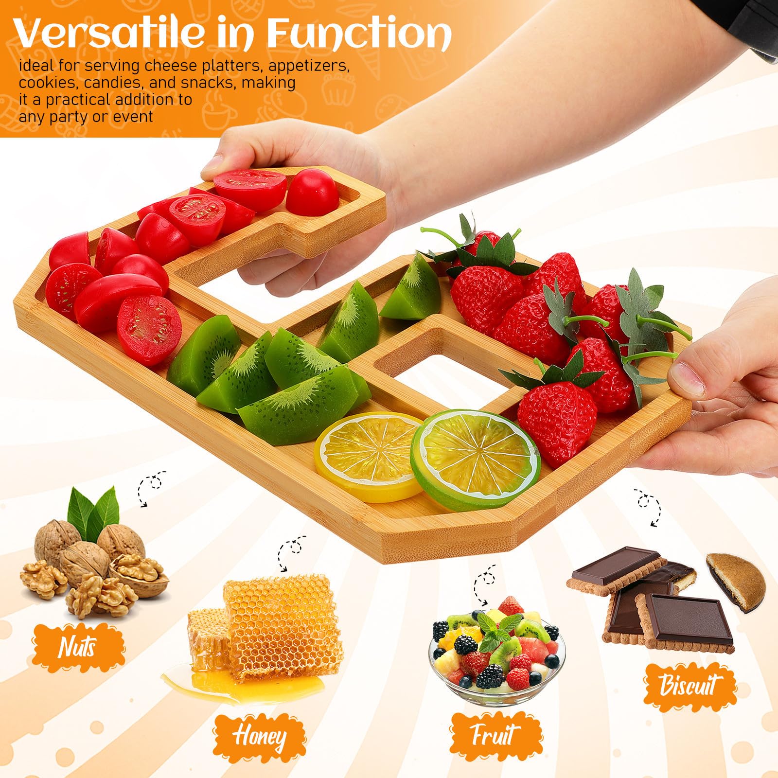 Vassoio in Legno 2026 a Forma di Numero Design Raffinato e Scomparti Multipli per Frutta e Formaggi, per Feste e Celebrazioni, Set 1 Pezzo