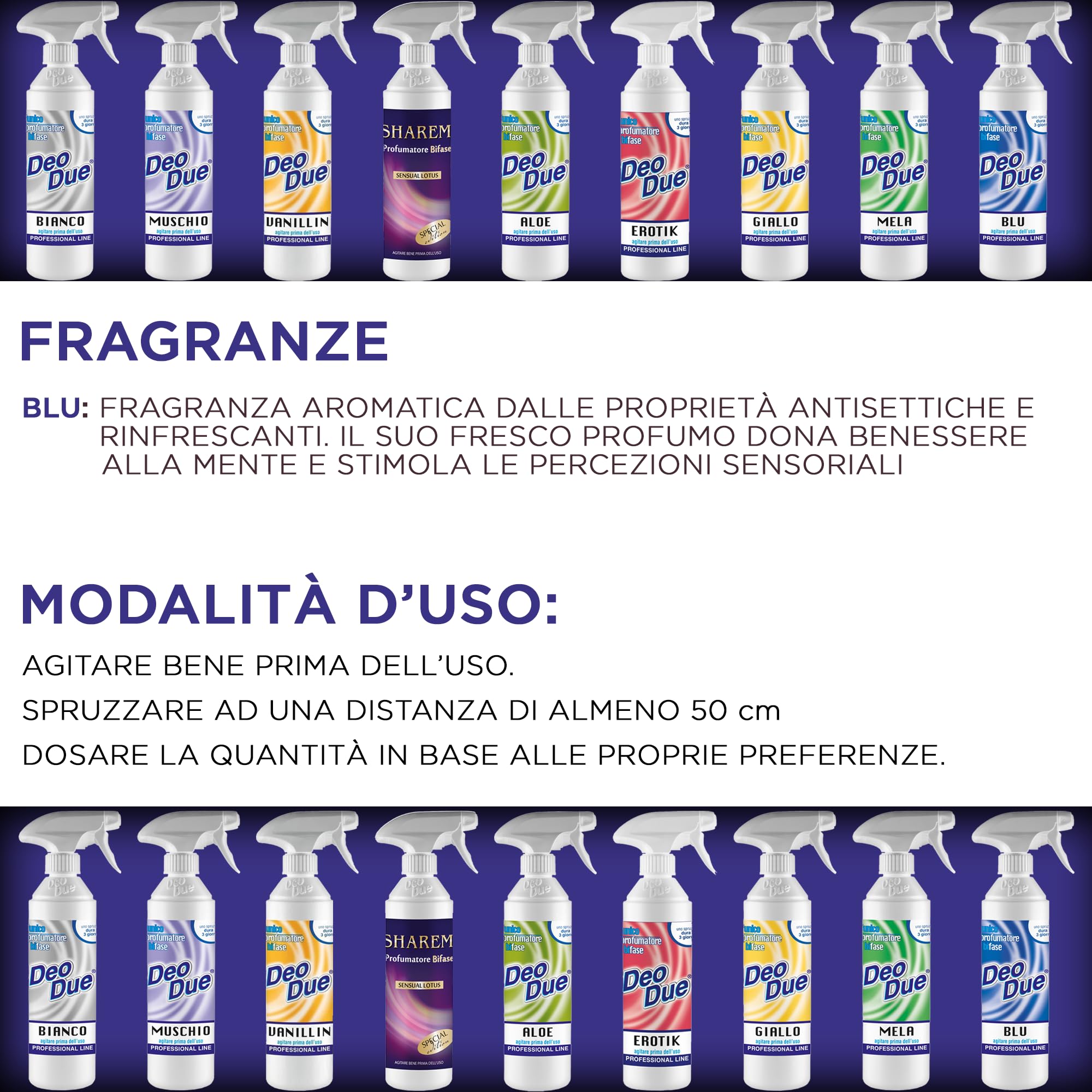 Cubex Professional | Set mit 6 Deo due Sharem, zweiphasiger Raumduft 500 ml von hoher Qualität für Innen, Außen und Reinigung, ideal für Vorhänge, Stoffe und Räume, die von Haustieren bewohnt werden