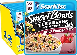 StarKist Smart Bowls Spicy Pepper, 4.5 oz Pouch (Pack of 12) – Features Rice & Beans with Wild Caught Light Tuna