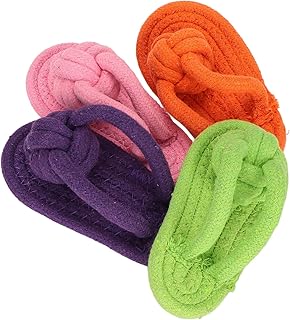 Hyuduo Dog Chew Toy Slipper Shoe Flip Flops Shape Great for Teething Puppies Molar Teeth Cleaning Toy Chew Activity Toy Cotton Rope Material (4 Pack) Cotton, Cotton Rope