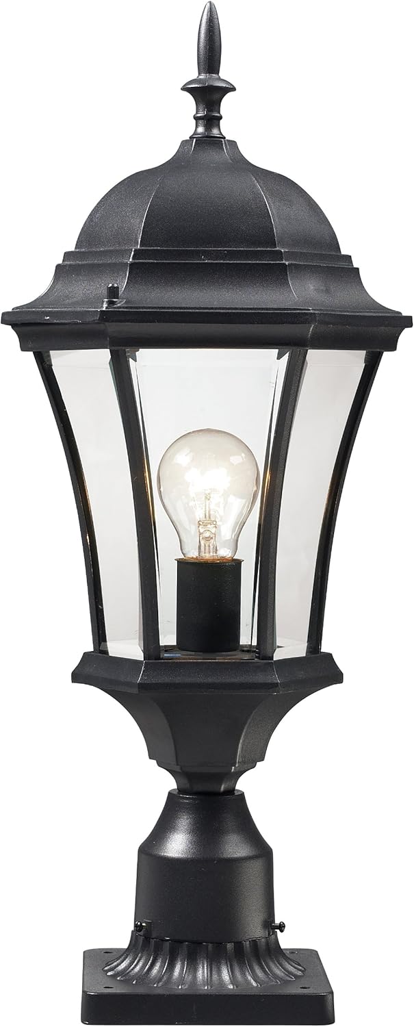 Z-Lite 522PHM-BK-PM Wakefield Outdoor Post Light, Aluminum Frame, Black Finish and Clear Beveled Shade of Glass Material