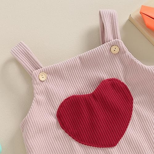 Miniatura 4 de SOLILOQUY My First Valentines Day - Mameluco de pana sin mangas para bebé niño y niña, traje de primavera