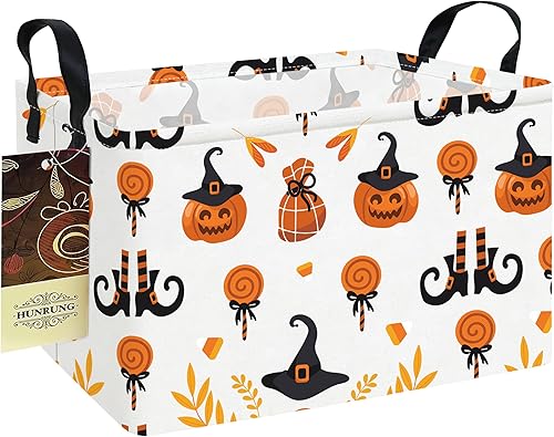 Miniatura 41 de HUNRUNG Cesta rectangular de almacenamiento de lona, bonita cesta organizadora de lona para mascotas, juguetes de niños, libros, ropa, perfecta