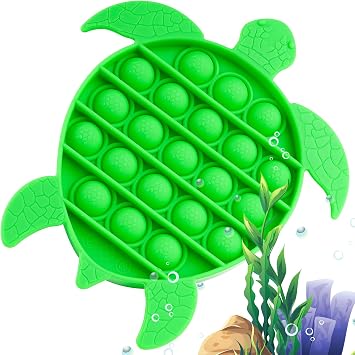 NiHealth Push Pop Bubble Fidget Sensory Toy Sea Turtle Shaped Fidget Toy for Special Needs Stress Reducer Anxiety Relief Popper Game Board Silicone Squeeze Toy for Kids and Adults Green