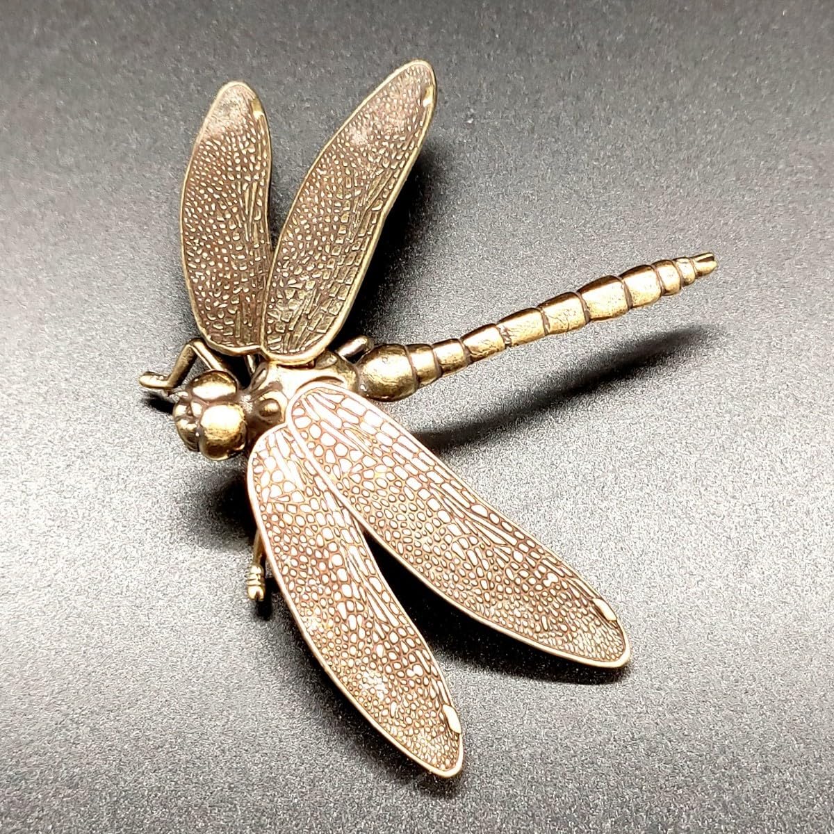 蜻蛉（トンボ）銅製精密模型 手作り銅細工置物 ビンテージ 骨董品