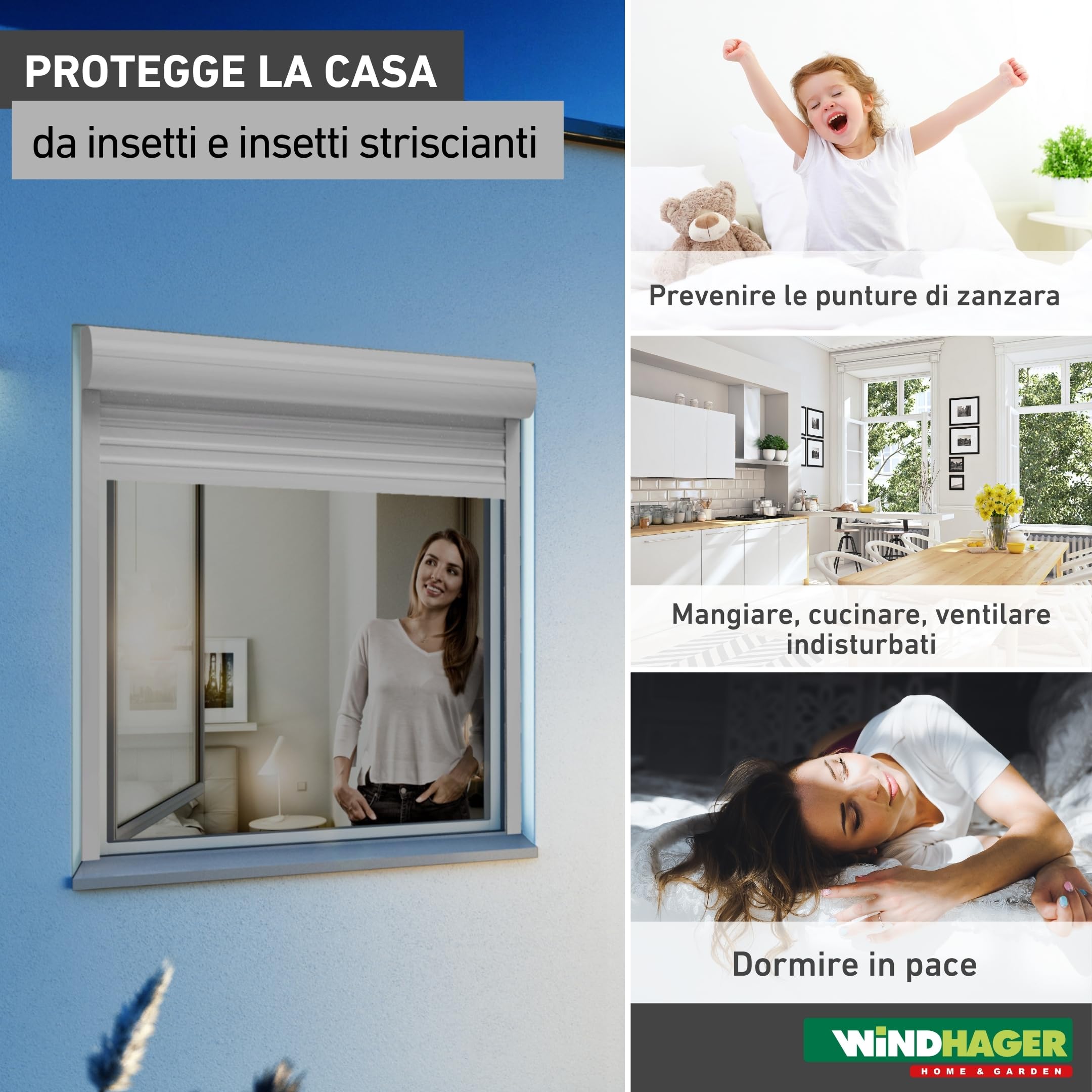 Windhager Zanzariera con Telaio in Alluminio per finestre, 100 x 120 cm, Bianco