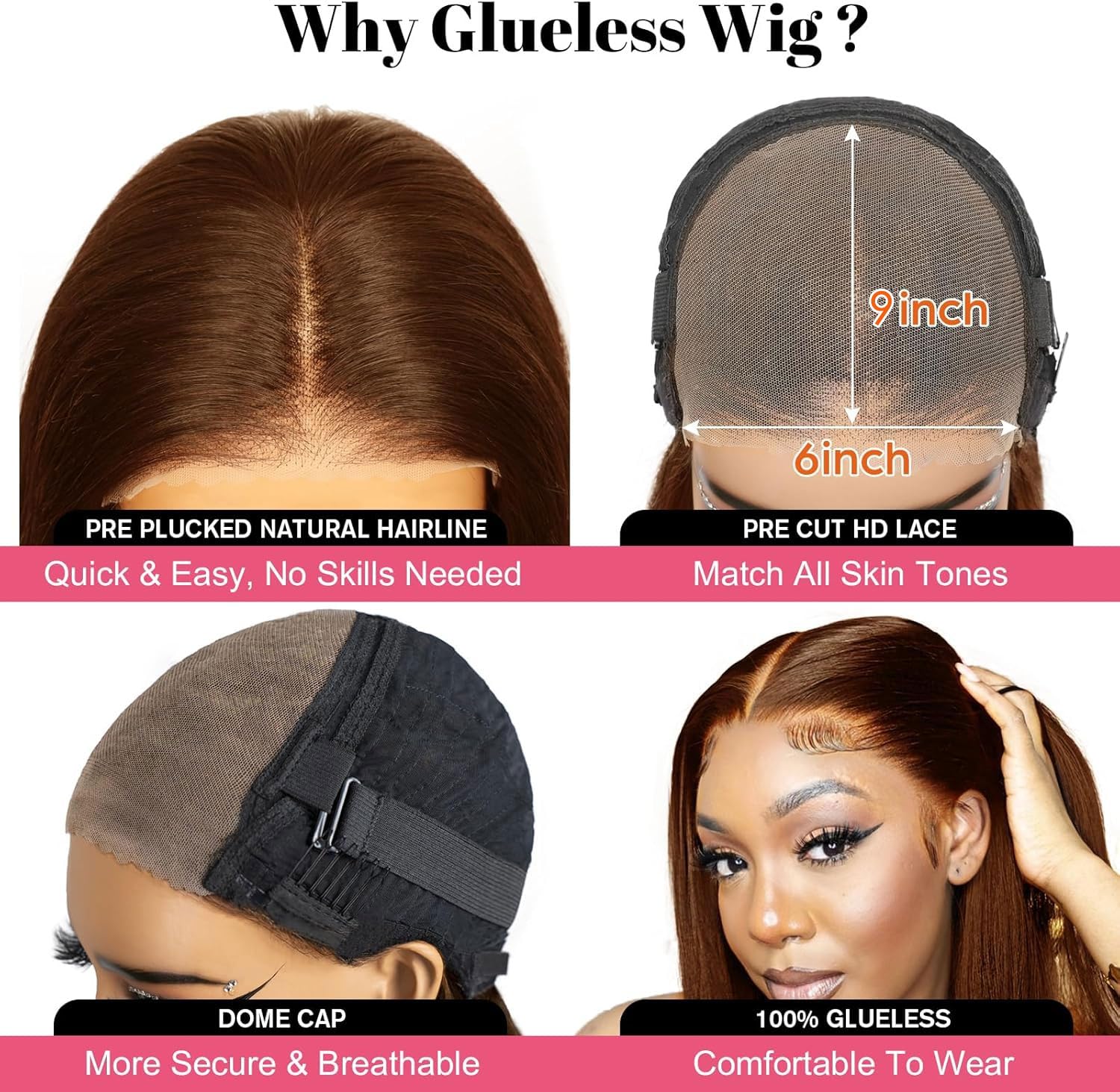 Light Brown Wigs for Women Human Hair Glueless Human Hair Wig 5x6 Pre Cut Lace Front Wigs Human Hair,Body Wave Wear And Go Glueless Wig Pre Plucked Middle Part Lace Frontal Wig 16 Inch - Image 3