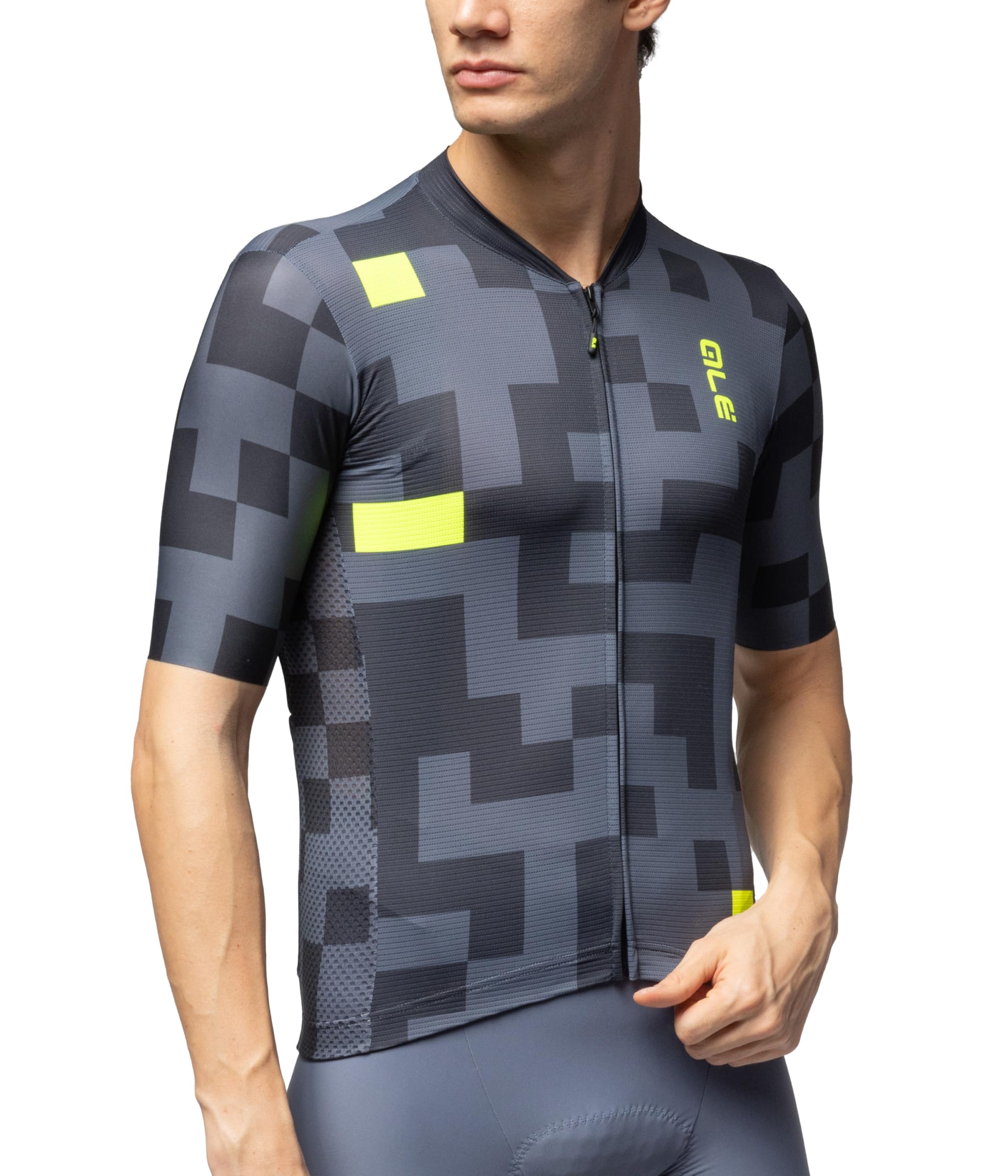Alé Cycling Men's Pragma Pixel Short Sleeve Cycling Jersey, Black, XXL
