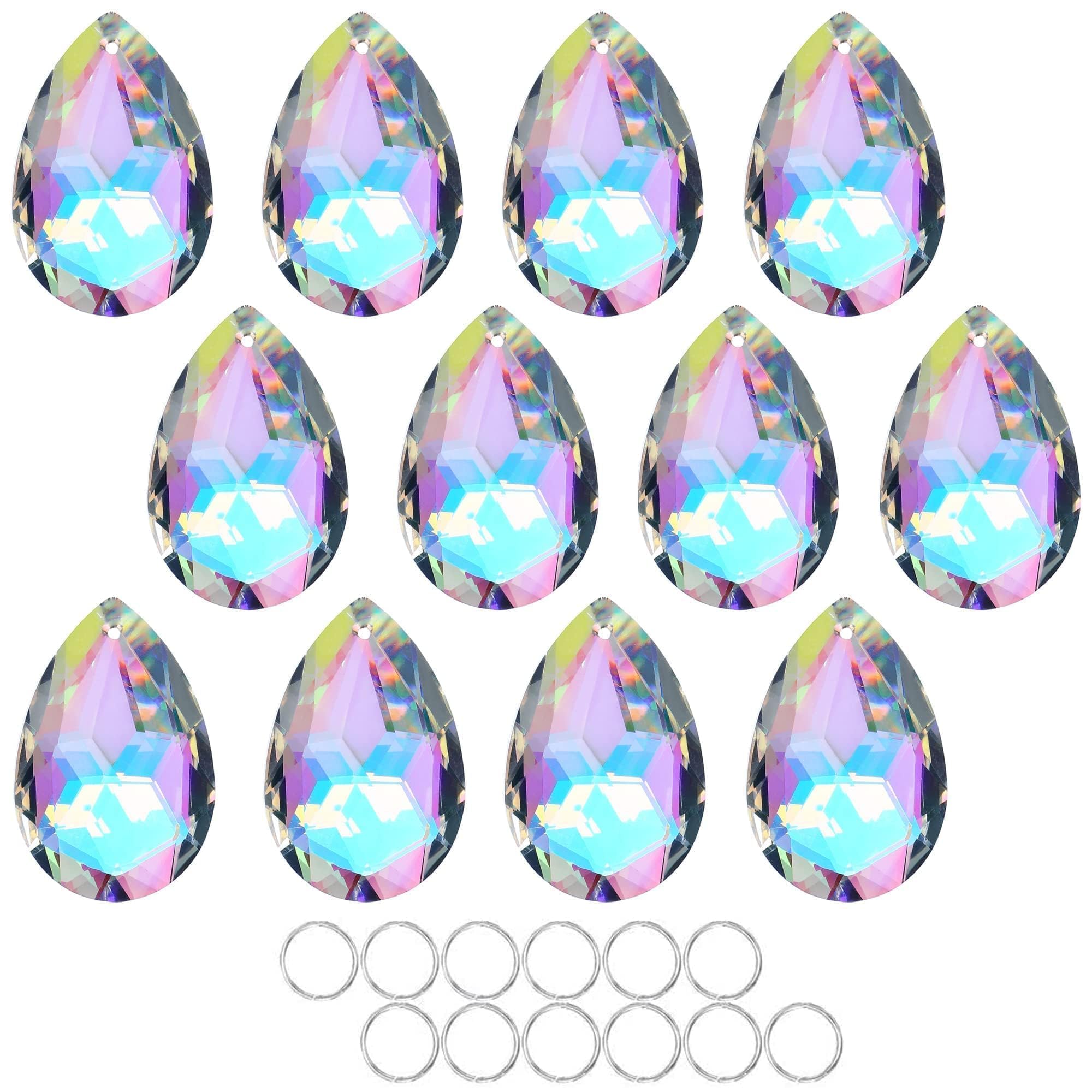 Lot de 12 prismes en cristal coloré de 50 mm pour décoration de fête de mariage, guirlande d'arbre, bijoux