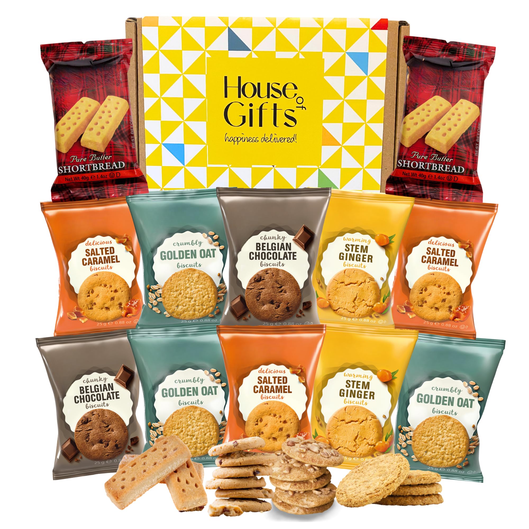 Biscuit & Shortbread Gift Set Hamper Bundle Including 12 Packs of Two Walker Assorted Biscuits with Shortbread Fingers Individually Wrapped Biscuits Hamper.