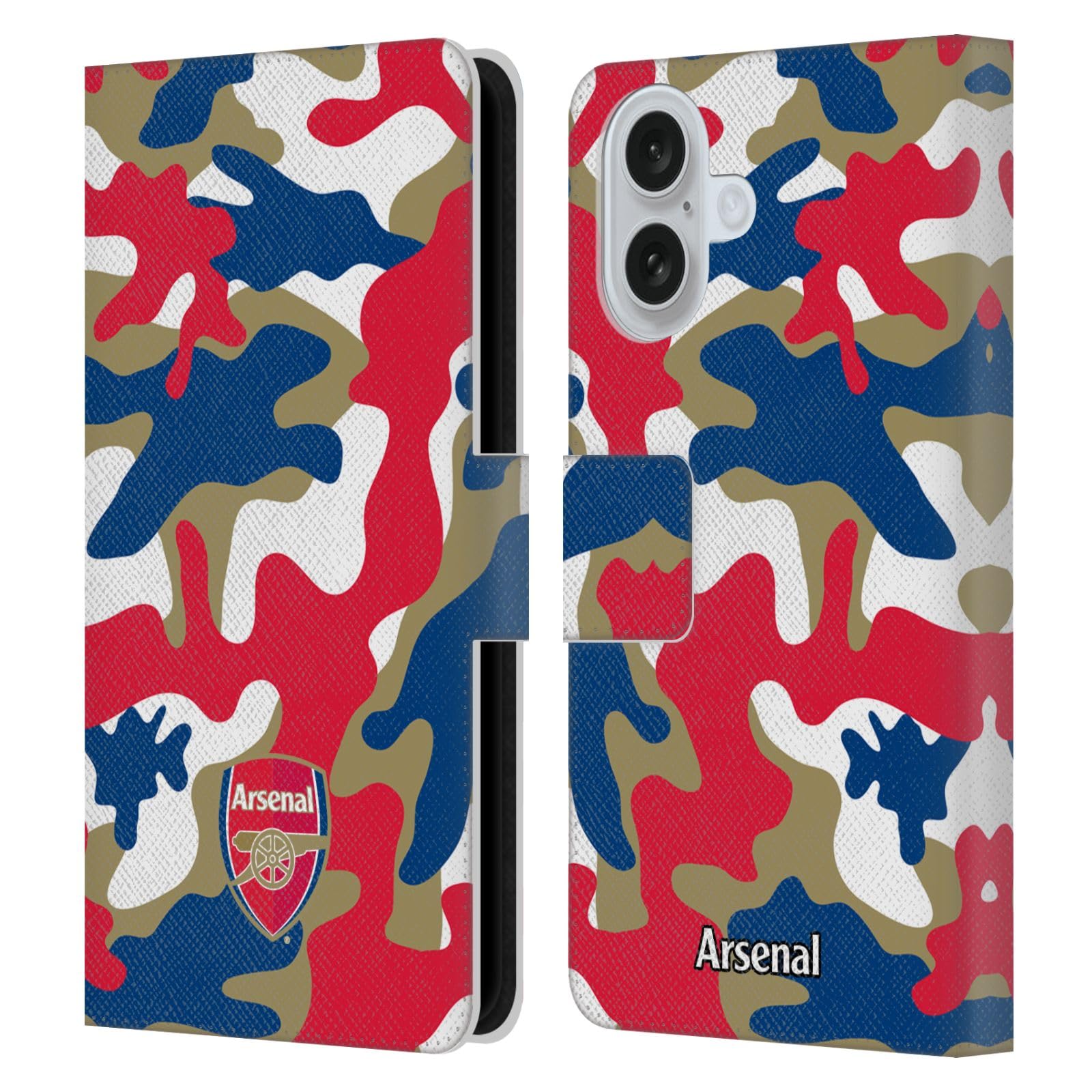 Head Case Designs Officially Licensed Arsenal FC Camouflage Crest Patterns Leather Wallet Case Compatible With Apple iPhone 16 โ image 1