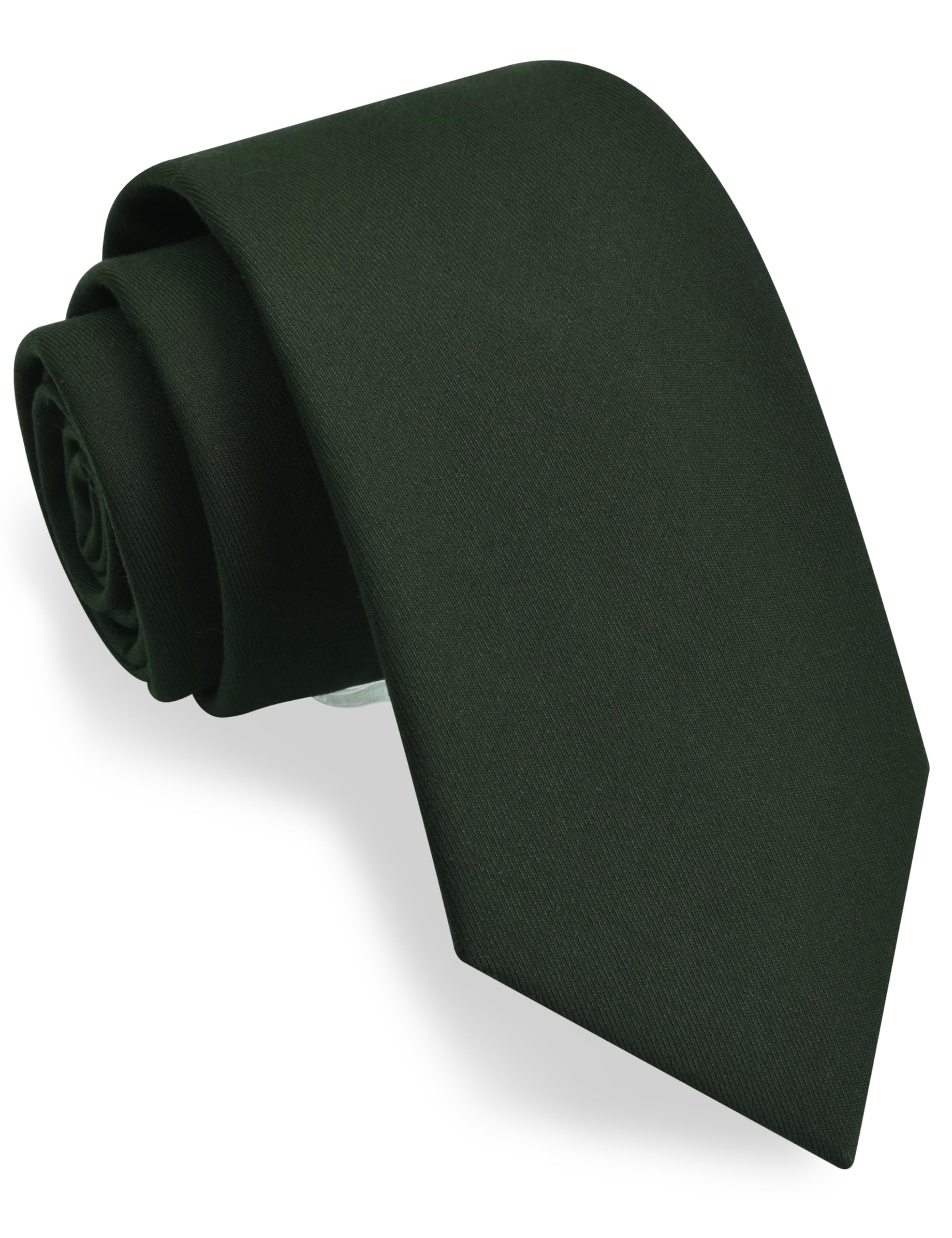 GUSLESON Mens Olive Green Tie for Wedding Solid Tartan Woven TR Material Army Green Tie (1032-31)
