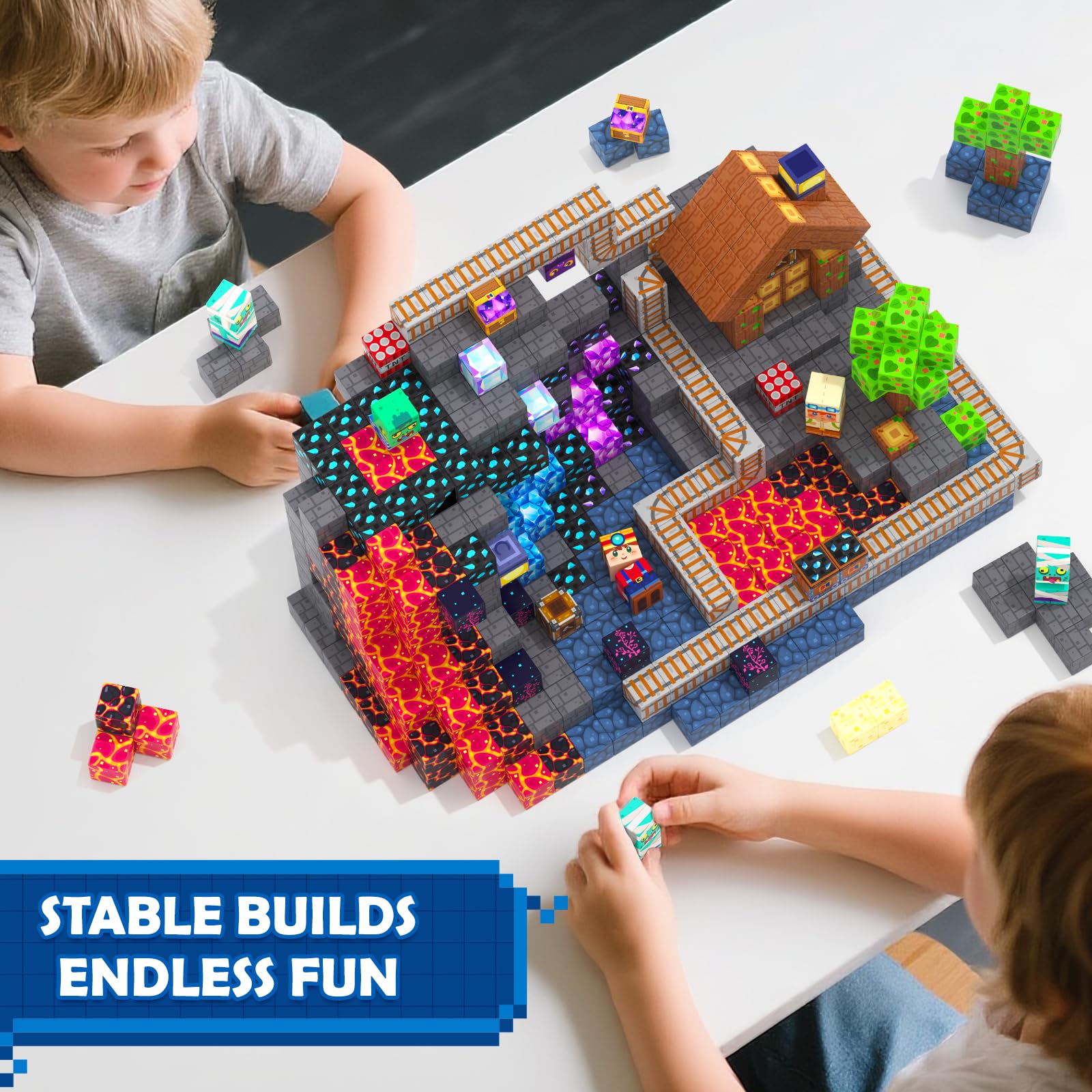 Coodoo Blocs magnétiques Mine Magnet World pour enfants, blocs de construction magnétiques STEM jouets d'extérieur pour garçons et filles de 3 à 5 ans, 5 à 7 ans, 4 à 8 ans, jeux sensoriels pour