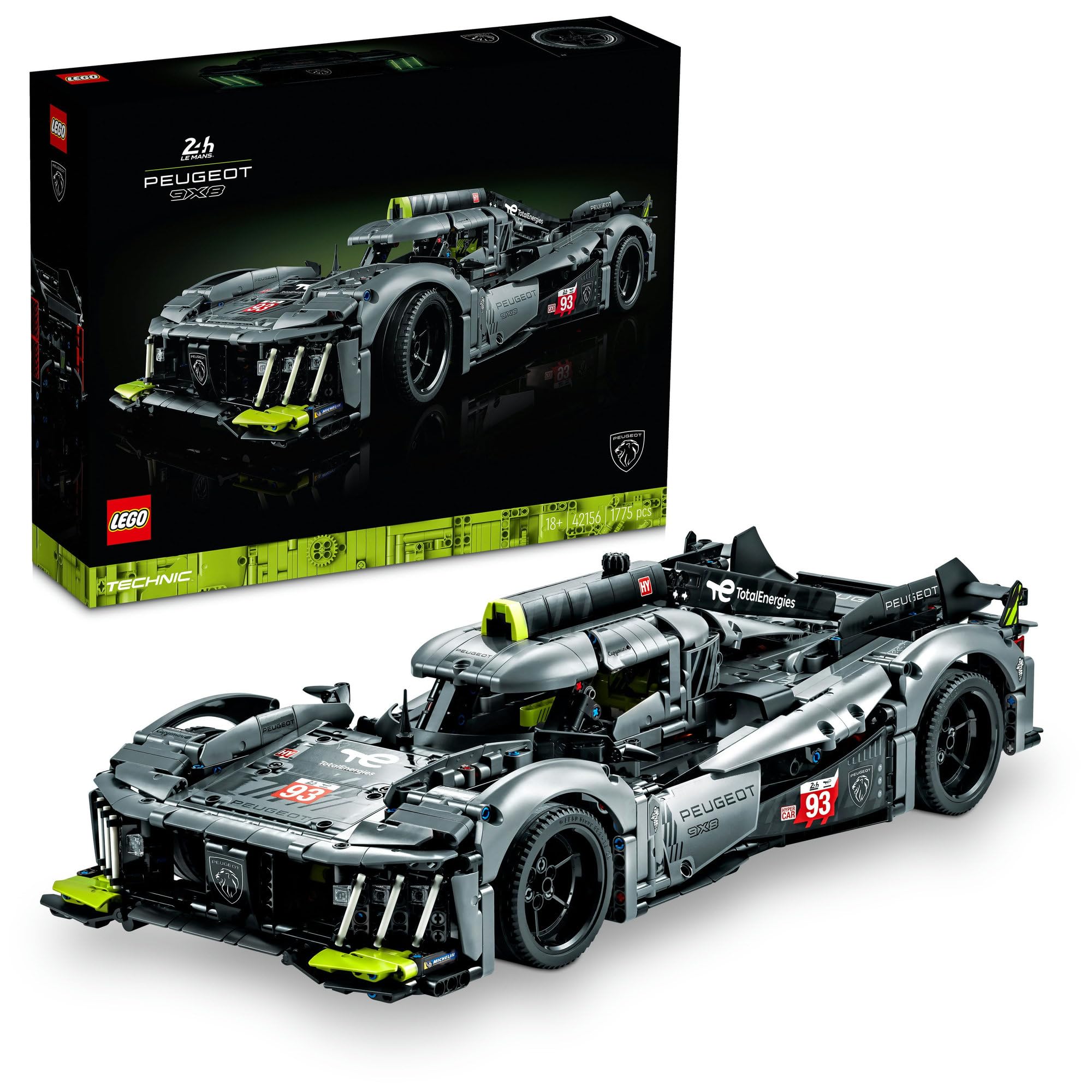 LEGO 42156 Technic PEUGEOT 9X8 24H Le Mans Hybrid Hypercar, Race Car Model Kit For Adults to Build, Christmas Activity, Gifts for Men, Women, Him or Her, 1:10 Scale, Collectible Advanced Set