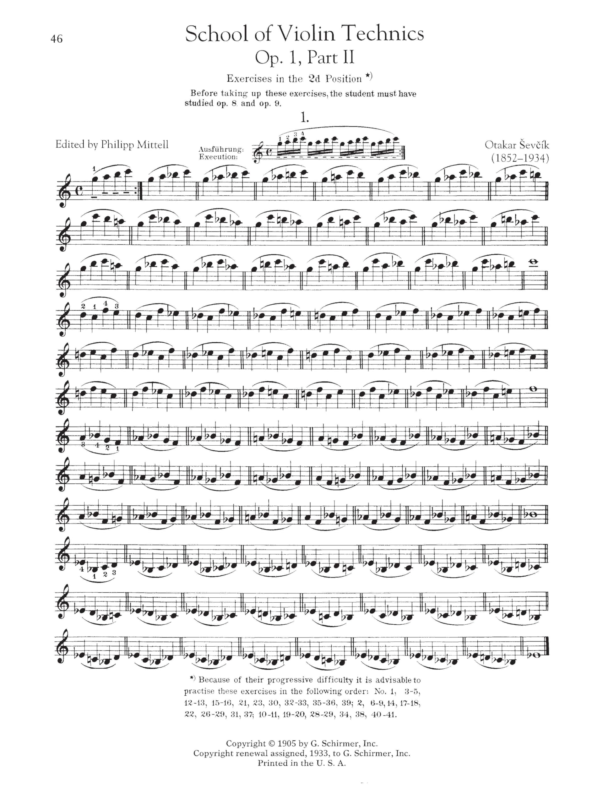Otakar sevcik: the school of violin technics op.1 complete: Parts I-IV, Op. 1 (Schirmers Library of Musical Classics)