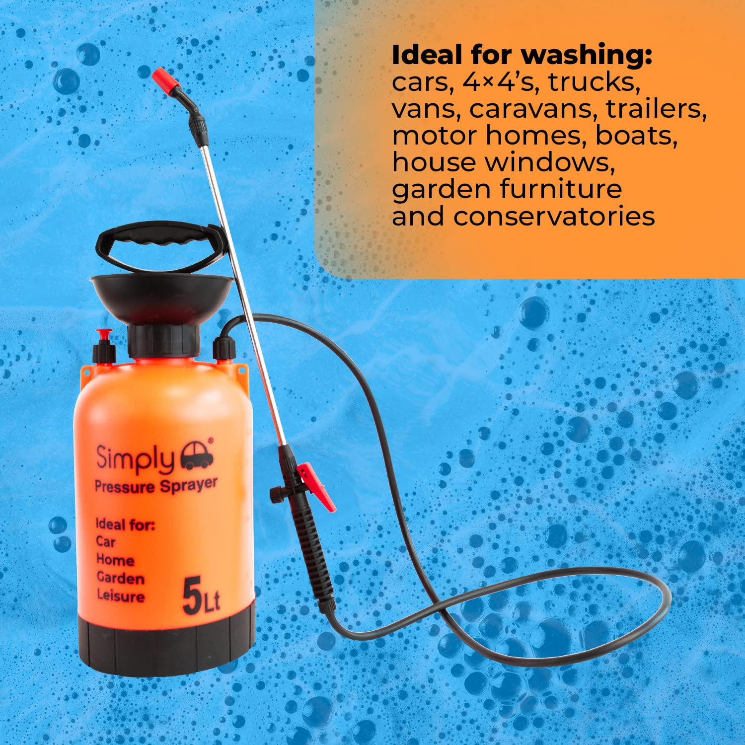 Simply Nettoyeur Haute Pression Portable, Orange, 5 litres