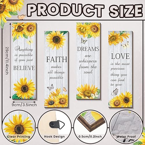 Miniatura 9 de Qunclay 4 piezas inspiradoras de mariposa para pared versículos bíblicos de madera decoración de pared amor fe cree sueño mariposa decoración de