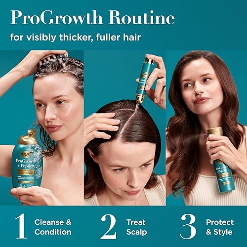 Miniatura 7 de OGX ProGrowth + Champú clarificante de péptidos, champú exfoliante suave para el cuero cabelludo que apoya el crecimiento natural del cabello al