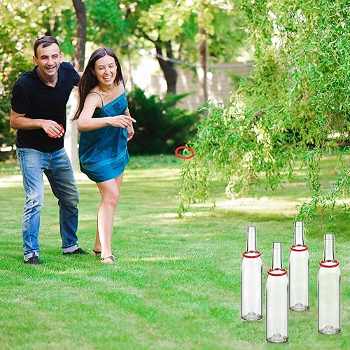 Miniatura 3 de Shappy El juego de lanzamiento de anillos de 31 piezas incluye 25 anillos para lanzamiento de anillos y 6 botellas de vidrio, anillos de plástico,