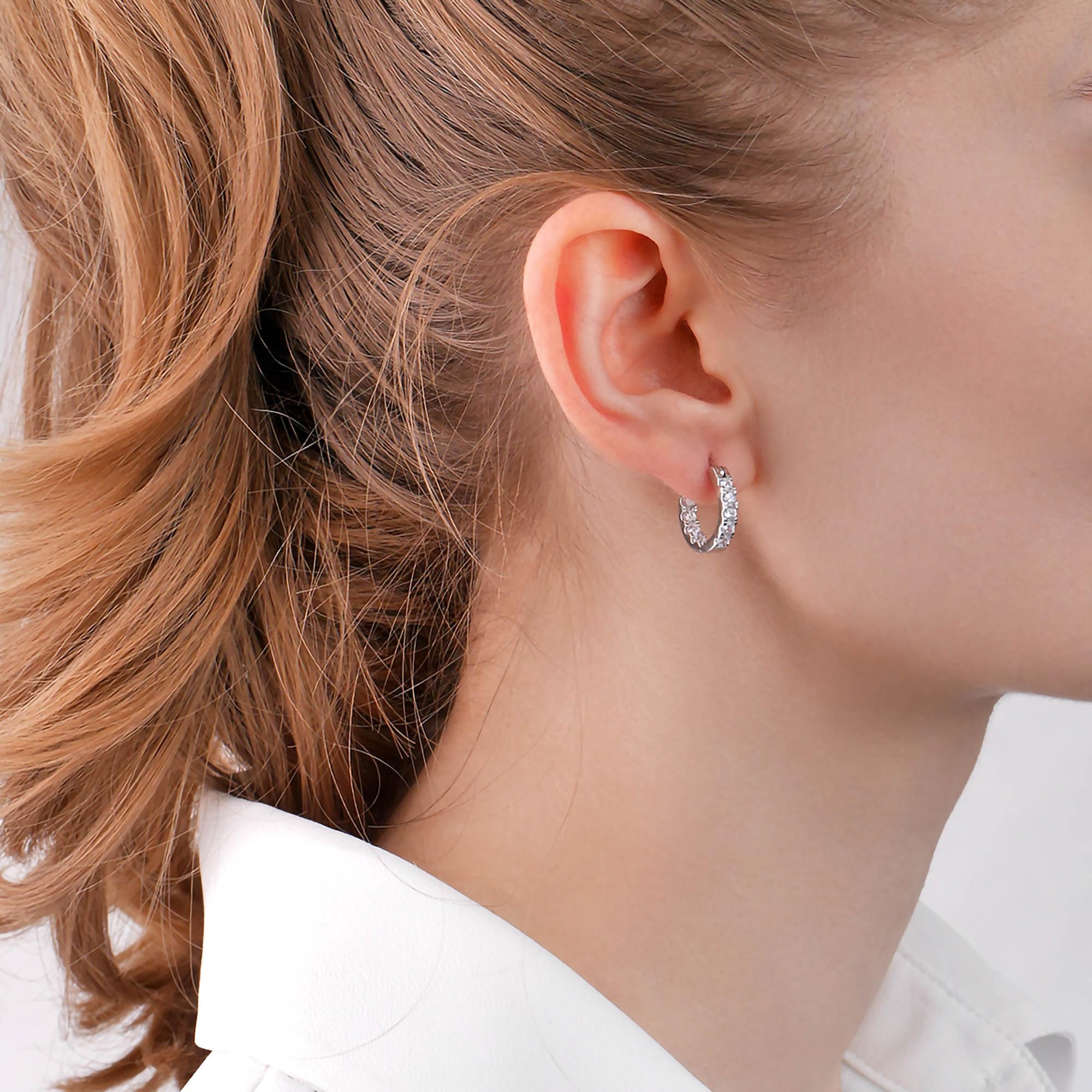 Silber Creolen für Frauen, 925 Sterling Silber Creolen mit Zirkonia, Ohrringe Sterling Silber 925 Creolen für Damen Creolen Durchmesser 15 mm 20 mm 25 mm 30 mm