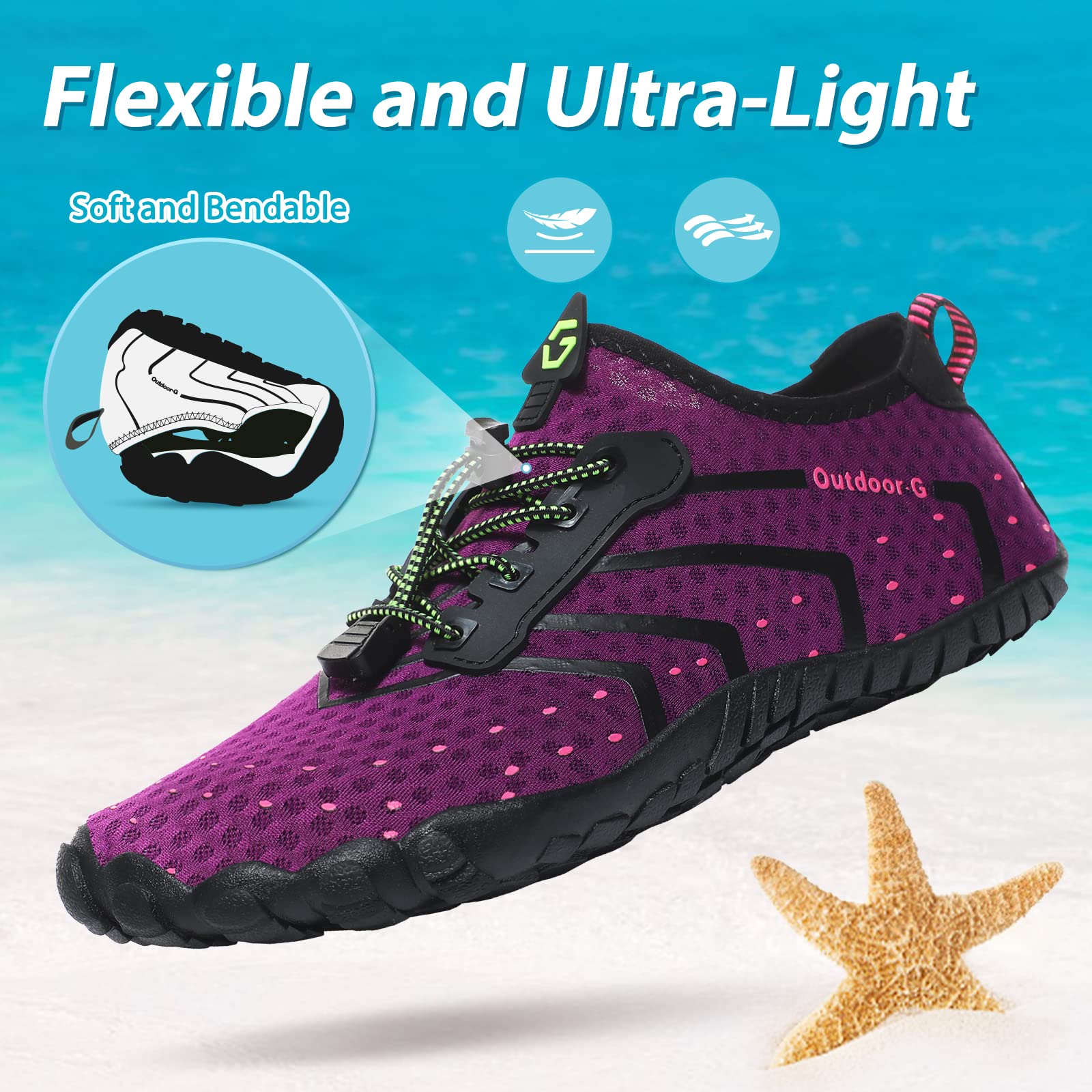 Hanani Zapatos de Agua para Hombre y Mujer Zapatos de Playa Zapatos de natación de Secado rápido Zapatos de Surf Descalzos Deportes Acuáticos para Mar Río Aqua Calzado de Natación Unisex