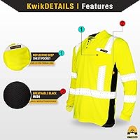 Vista 5 de KwikSafety - Charlotte, NC - Camisas de seguridad de manga larga premium [cuello redondo, botón y cuello con cremallera] Clase 3 ANSI probado OSHA