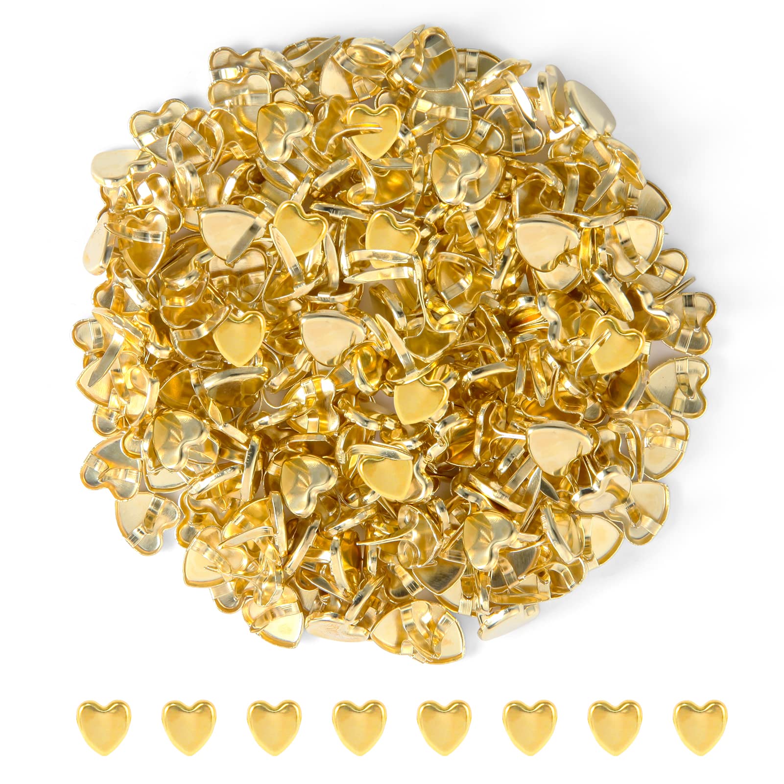 moinkerin 200 Pcs Split Pins Pastel Metal Brad Fasteners Mini Brads, Multicolor Round Brads for Paper Craft DIY Stamping Scrapbooking (Golden, 8.3 X 9.3 mm)