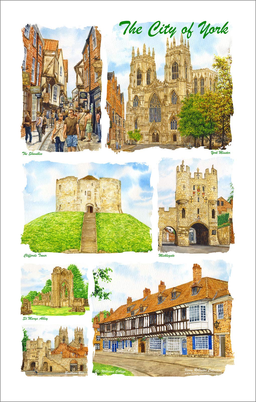 Kevin Robinson Collection York Multi Image Tea Towel