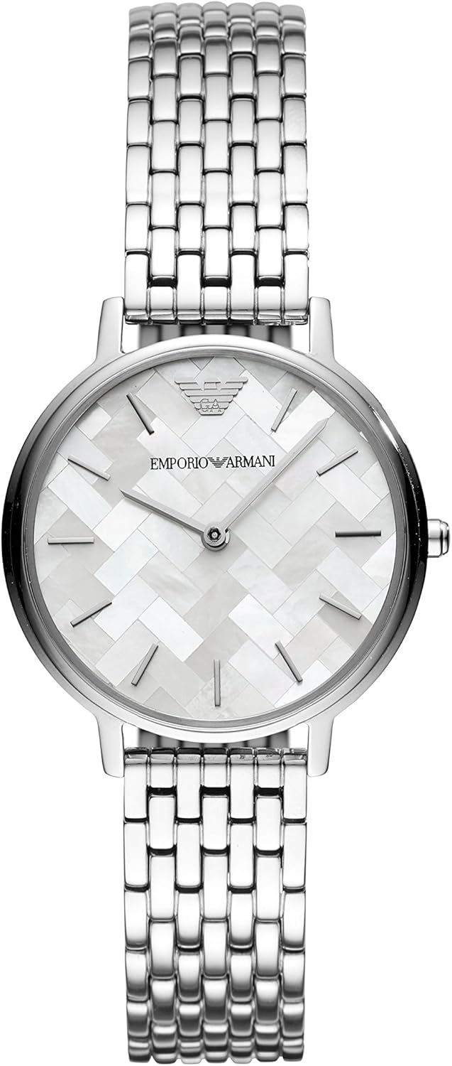 Emporio Armani Orologio da donna, movimento a due lancette, cassa in acciaio inossidabile da 32 mm con bracciale in acciaio inossidabile, AR11112
