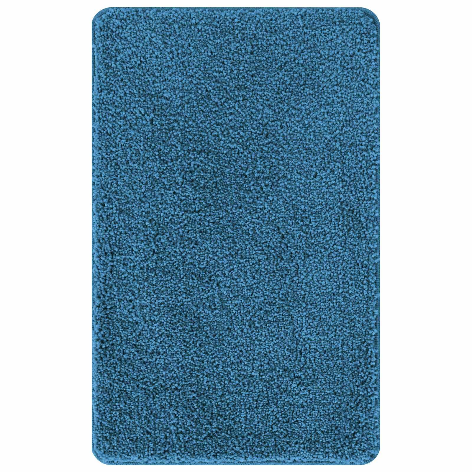 Ensemble de Tapis de Bain antidérapants 3 pcs Bleu en polypropylène, Dimensions 50x80 cm, Base en Latex antidérapante, absorbants et Moelleux pour Salle de Bain, Toilette, Douche et Spa