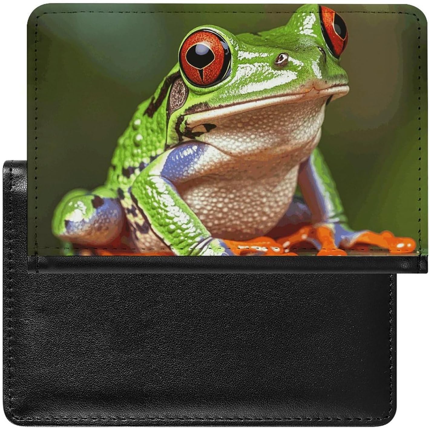 Cute Passport Holder for Travel,Personalized Multi-Functional Passport Cover with Card Slots,Slim Red Eyed Frog Printed Passport Wallet for Women Men