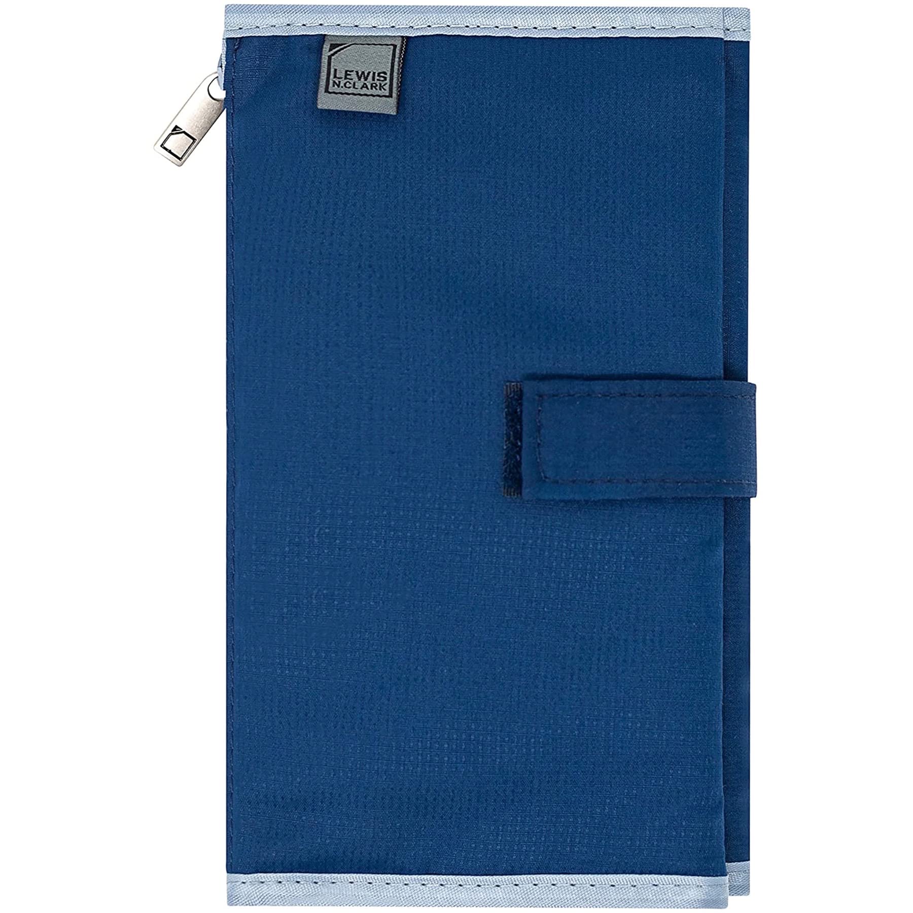 Lewis N. Clark AM/PM Folding Pill Organizer + Supplement Case for OTC Medicine, Navy