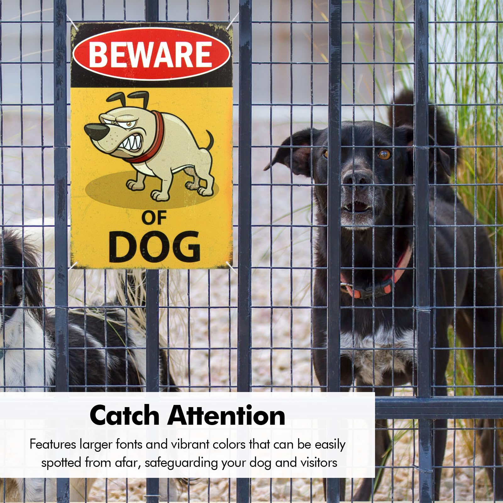Poeland Beware of Dog Signs, Dog Warning Signs 11.8" x 7.8" for Indoor or Outdoor Fence, Yards, Gates, Window - Image 3