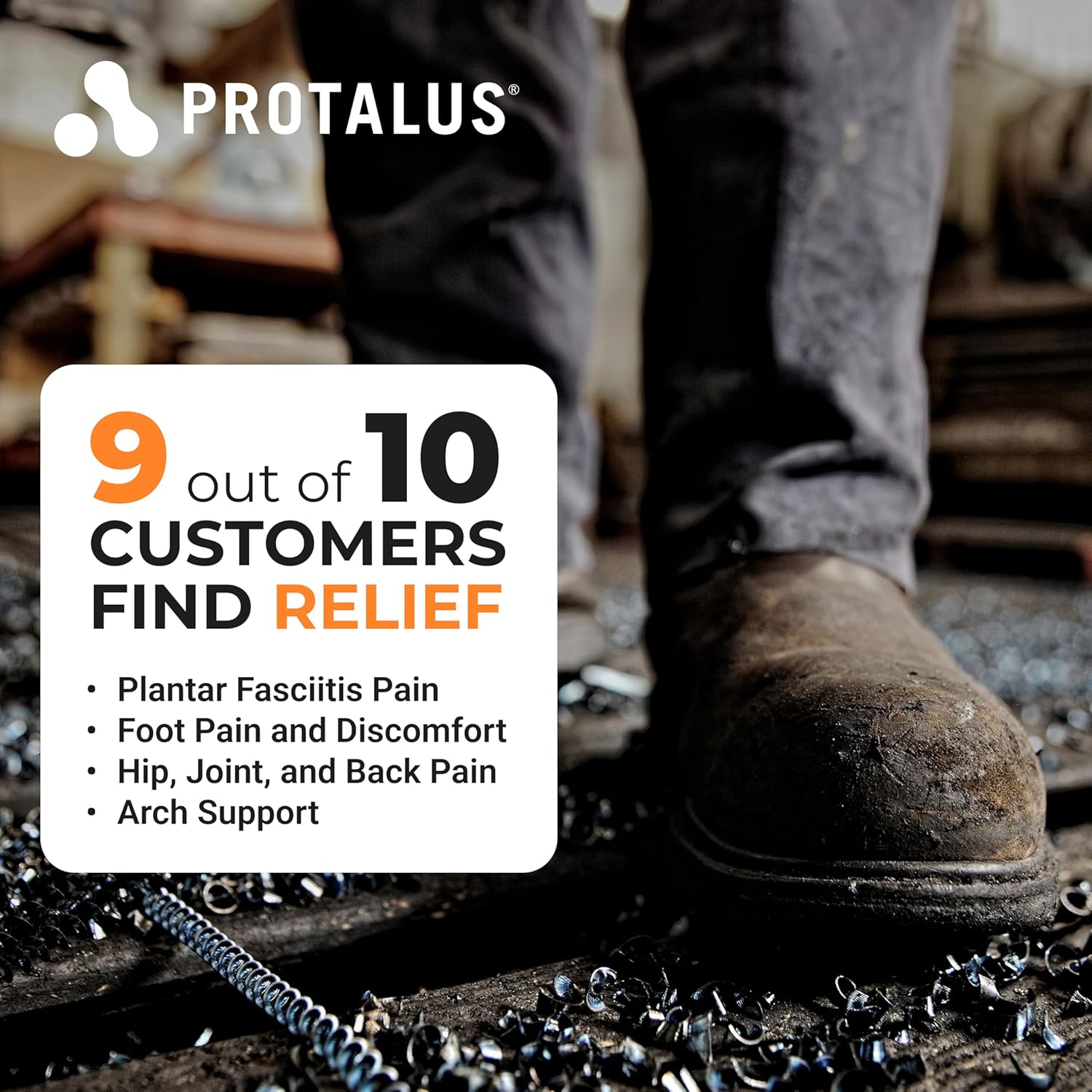 Protalus M-100 Elite – Patented Stress Relief Insoles for Boots, Big Heel Cup to Better Distribute Weight, Relieve Plantar Fasciitis, Morton’s Neuroma, Alignment Improving Boot Insoles, Men's 5.5
