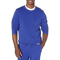 Amazon Essentials Felpa Girocollo Leggera in Spugna a Maniche Lunghe (Disponibile nelle Taglie Big & Tall) Uomo, Blu Reale, XS