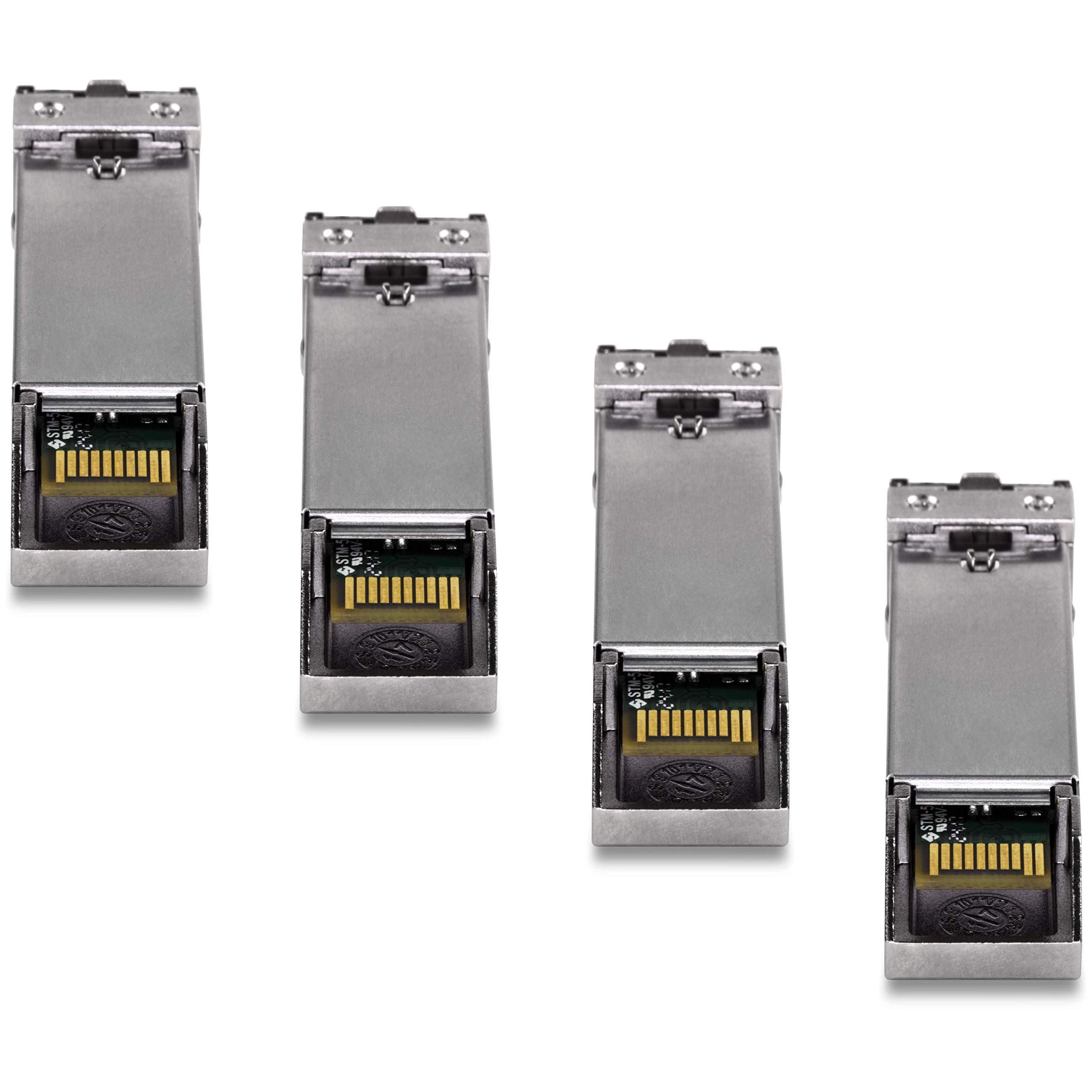 TRENDnet Lot de 4 modules LC multimode SFP, TEG-MGBSX/4, Transmission jusqu'à 550 m, Mini-GBIC, branchement à Chaud, IEEE 802.3z Gigabit Ethernet, Prend en Charge jusqu'à 1,25 Gbit/s