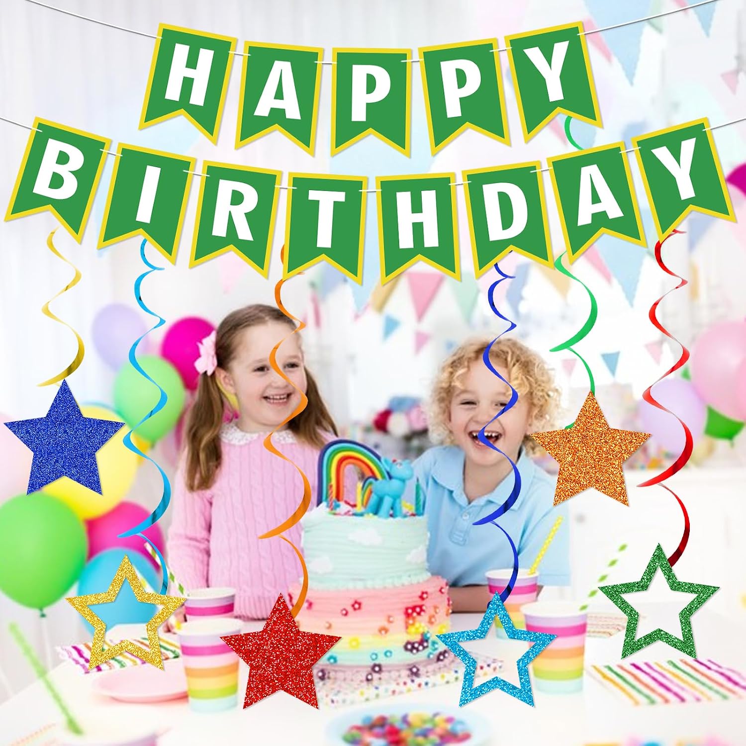Street Theme Birthday Party Decorations Street Theme Birthday Banner Star Hanging Swirls for Boy Girl Friendly Monster Cartoon Party Supplies