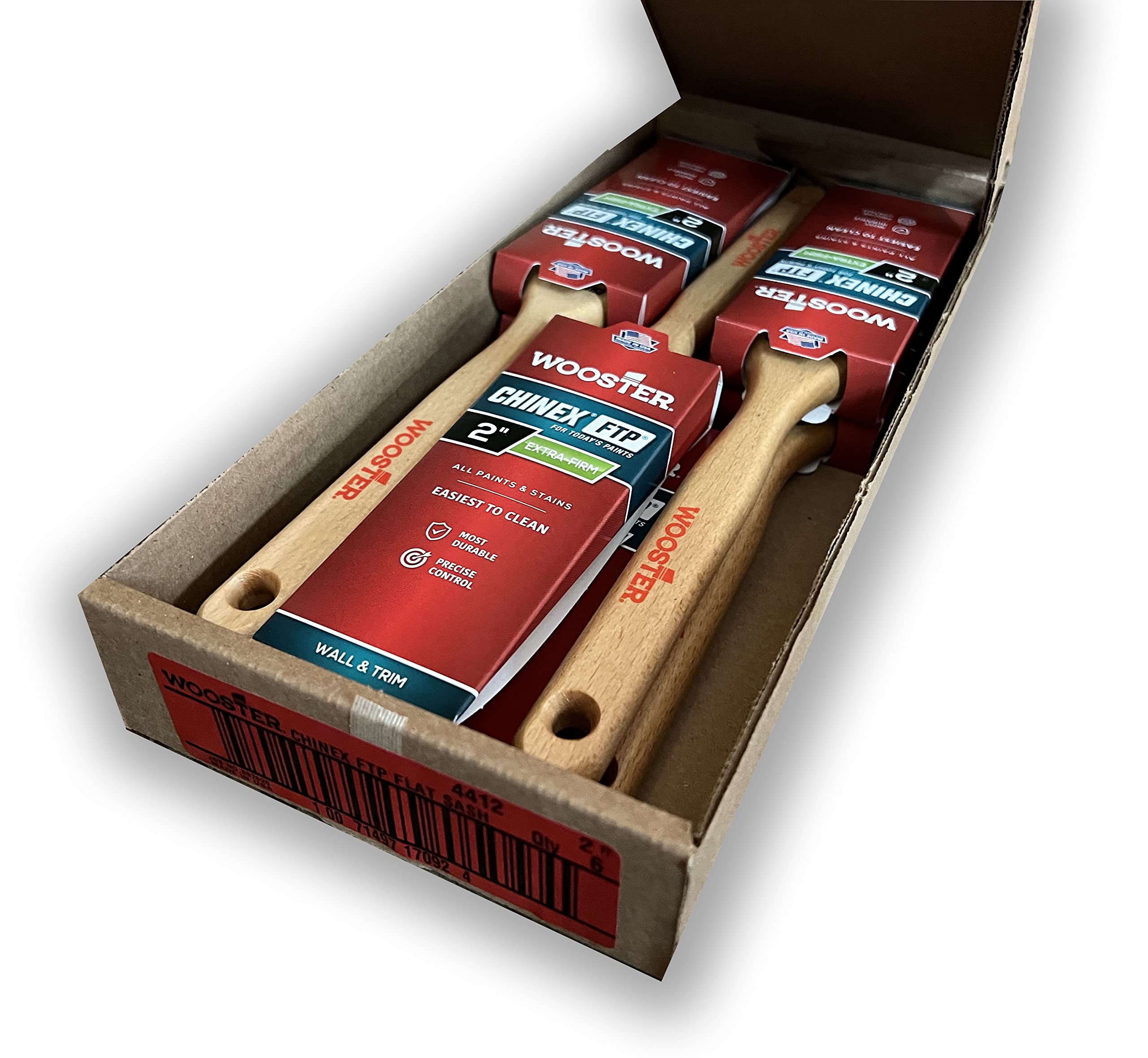 Wooster Brush 4412 Chinex lot de 6 pinceaux plats 5,1 cm pour boiserie