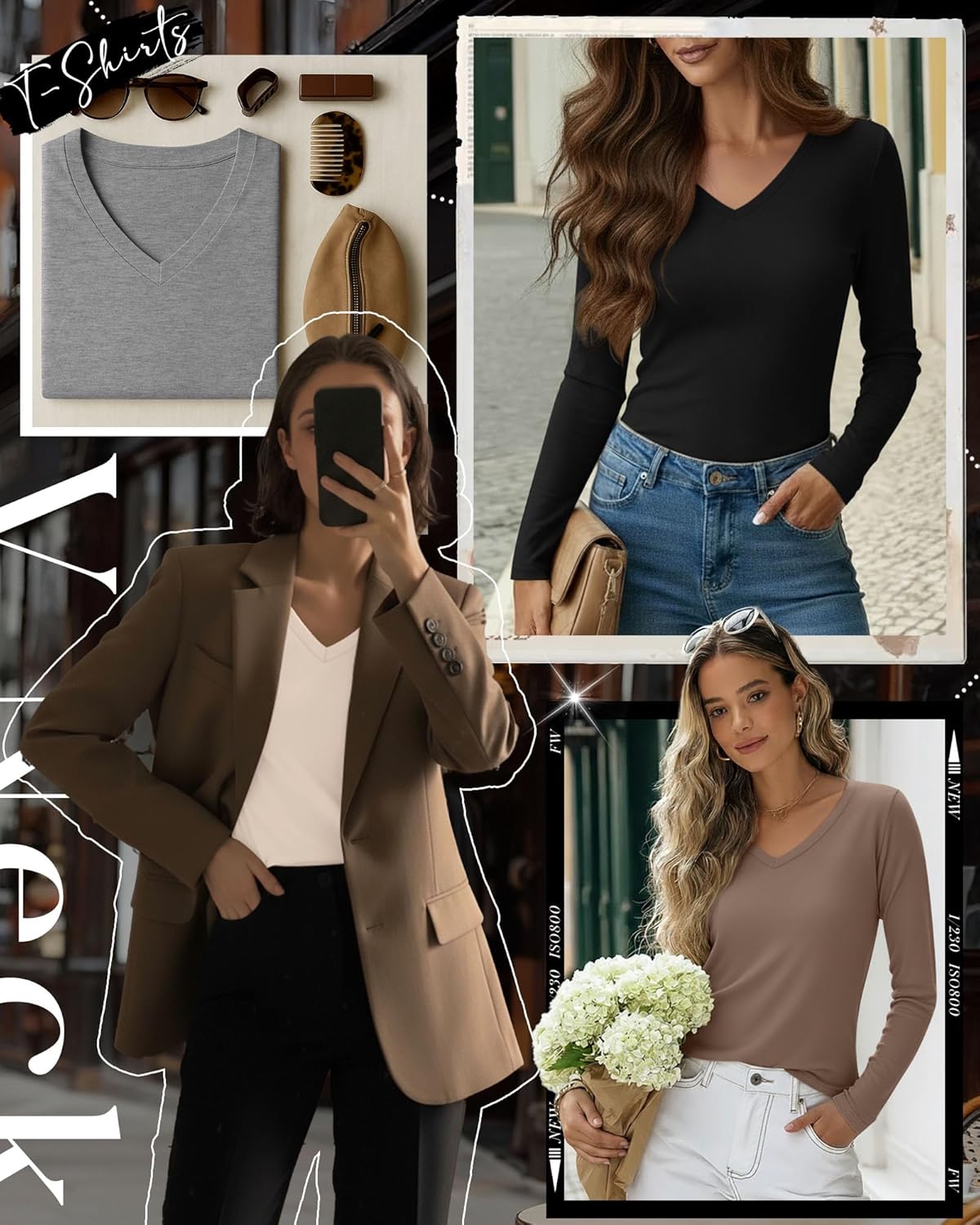 Huukeay 4 Pack Women's V Neck Long Sleeve T Shirts Basic Tops Casual Fall Loose Fit Blouse Tee Clothes Fashionable Outfits - Image 5