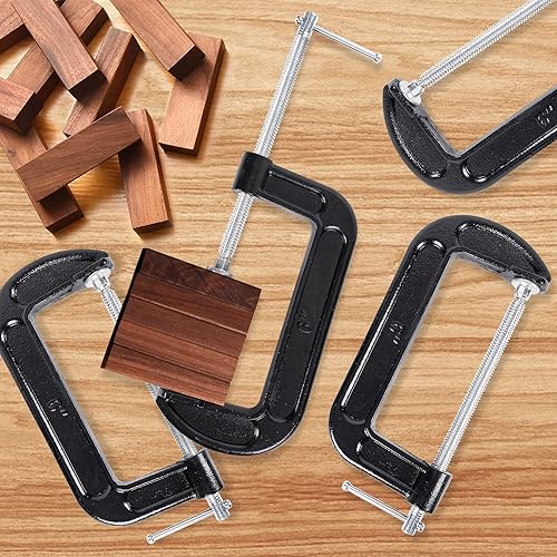 Miniatura 6 de Juego de 8 abrazaderas C de 6 pulgadas de acero resistente con marco de hierro fundido, mango en T deslizante, más estabilidad, abrazaderas masivas
