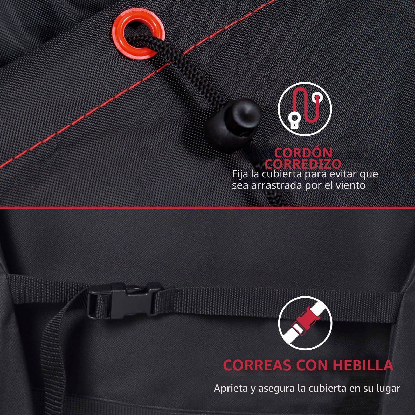 Turtle-Life Funda Barbacoa, Funda para Barbacoa Impermeable, Funda Barbacoa Exterior, Funda para BBQ de Gas de 3-4 quemadores, No se desvanece en 2 años, Negro 136x70x114CM