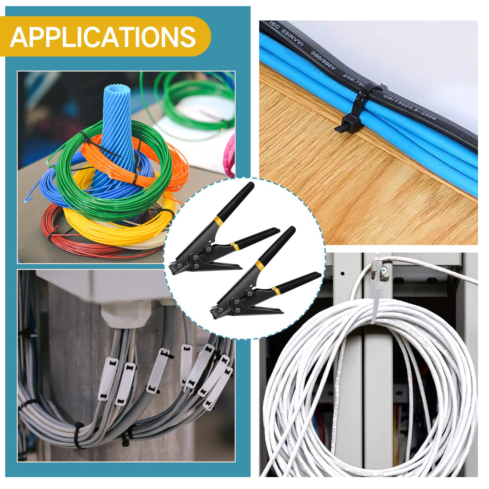 Shappy 4 herramientas de amarre de cremallera y herramienta cortadora de cables tensores para cortar 7.67 pulgadas para plástico o nailon de ancho de 0.09 a 0.35 pulgadas