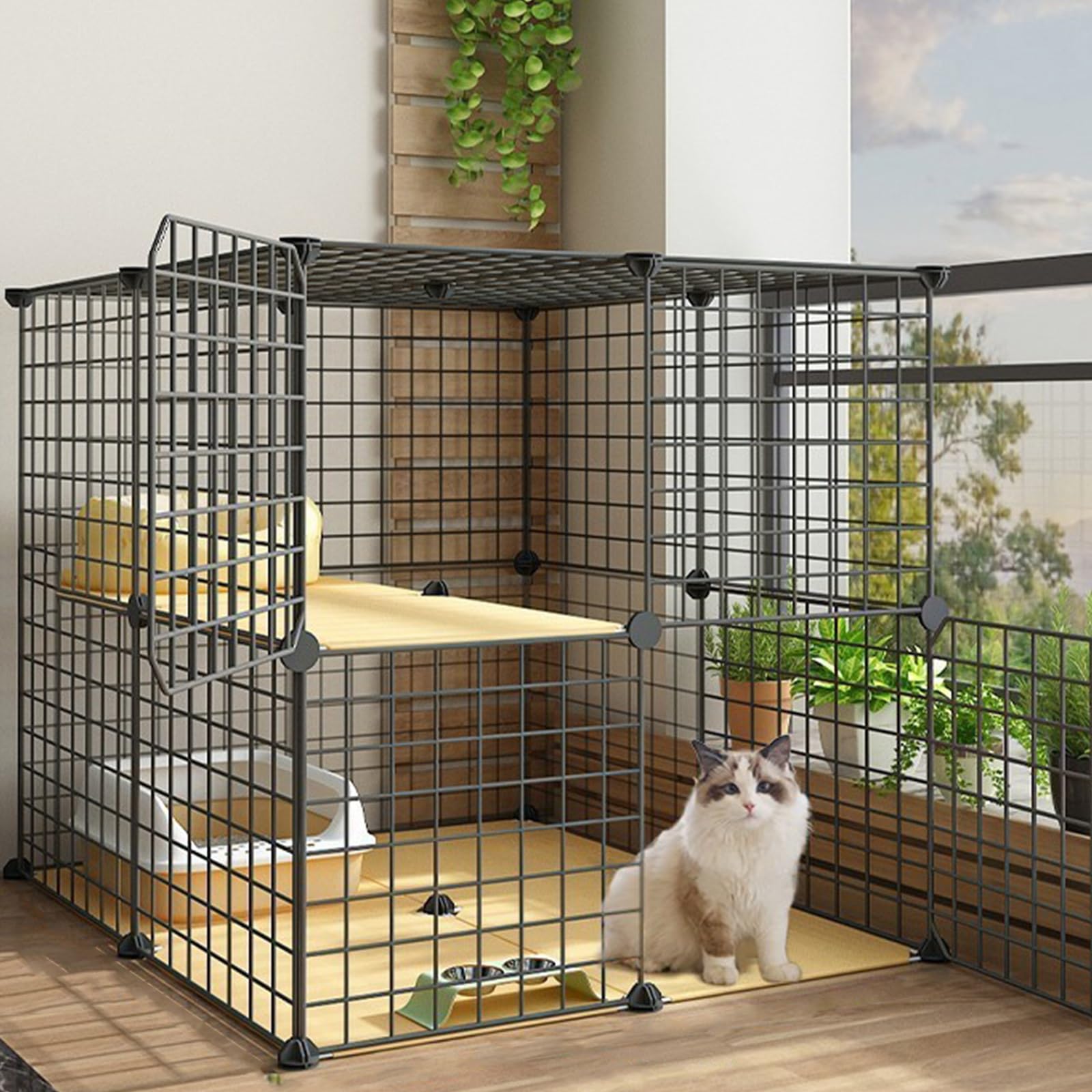 Gabbia per Gatti Fai-da-Te Gabbia per Gatti in Metallo Multistrato per Interni di Grandi Dimensioni Facile da Montare, Adatta per Piccoli Conigli, Gatti, Cuccioli, Gabbie per Cani, Piccoli a