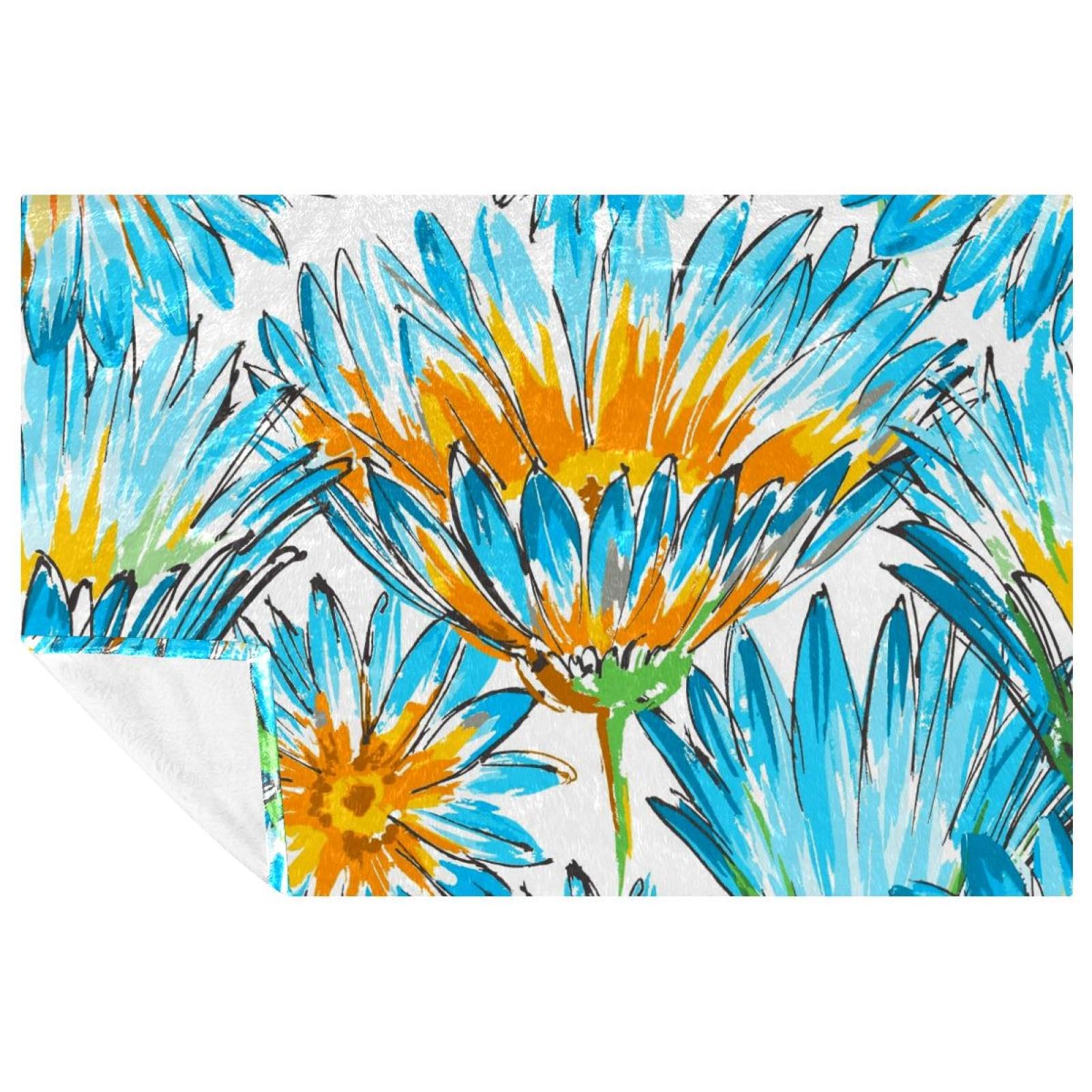 Couverture à motif floral rétro pour pique-nique et camping chic 150x100cm