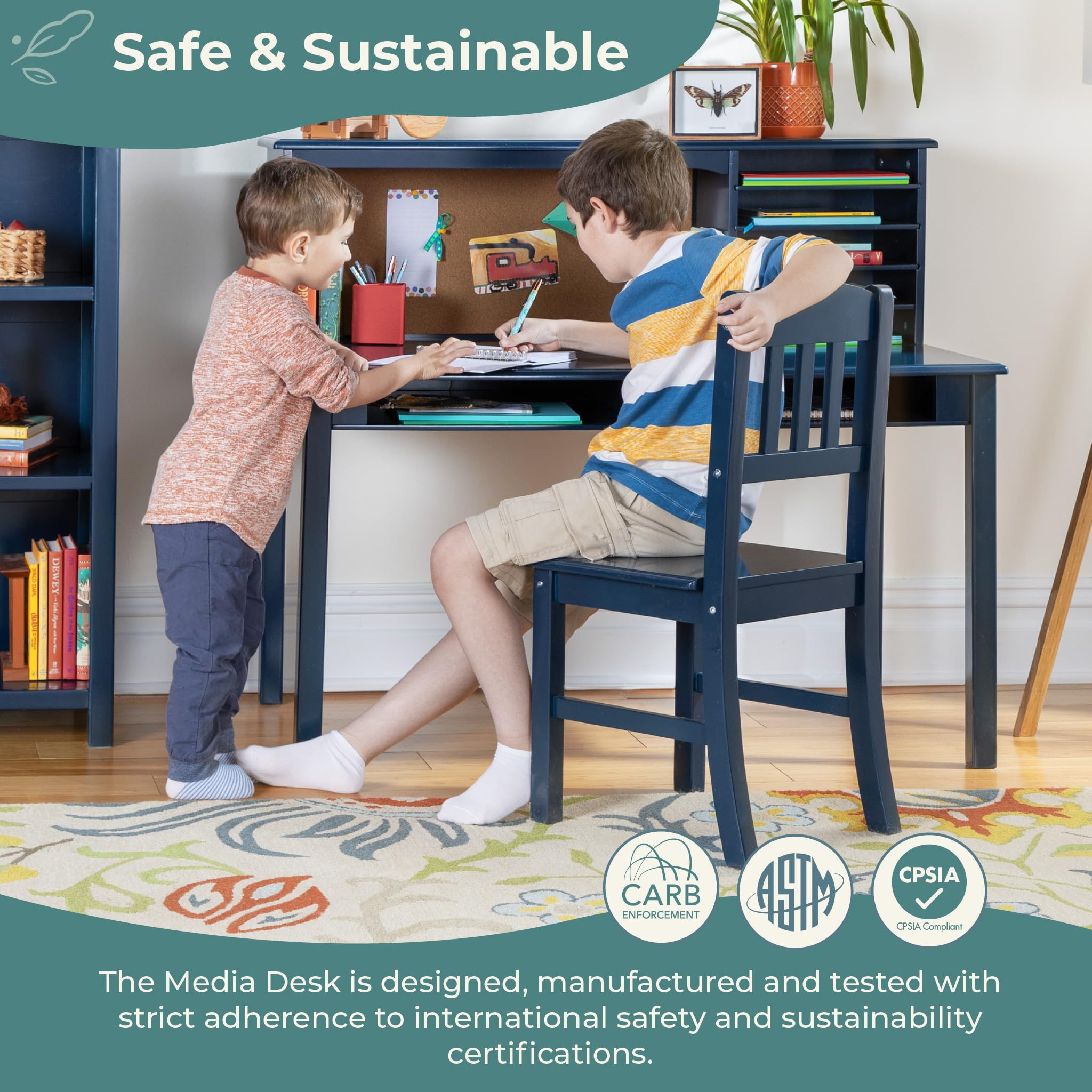 Amazon.com: Guidecraft Kids Media Desk and Chair Set - Navy