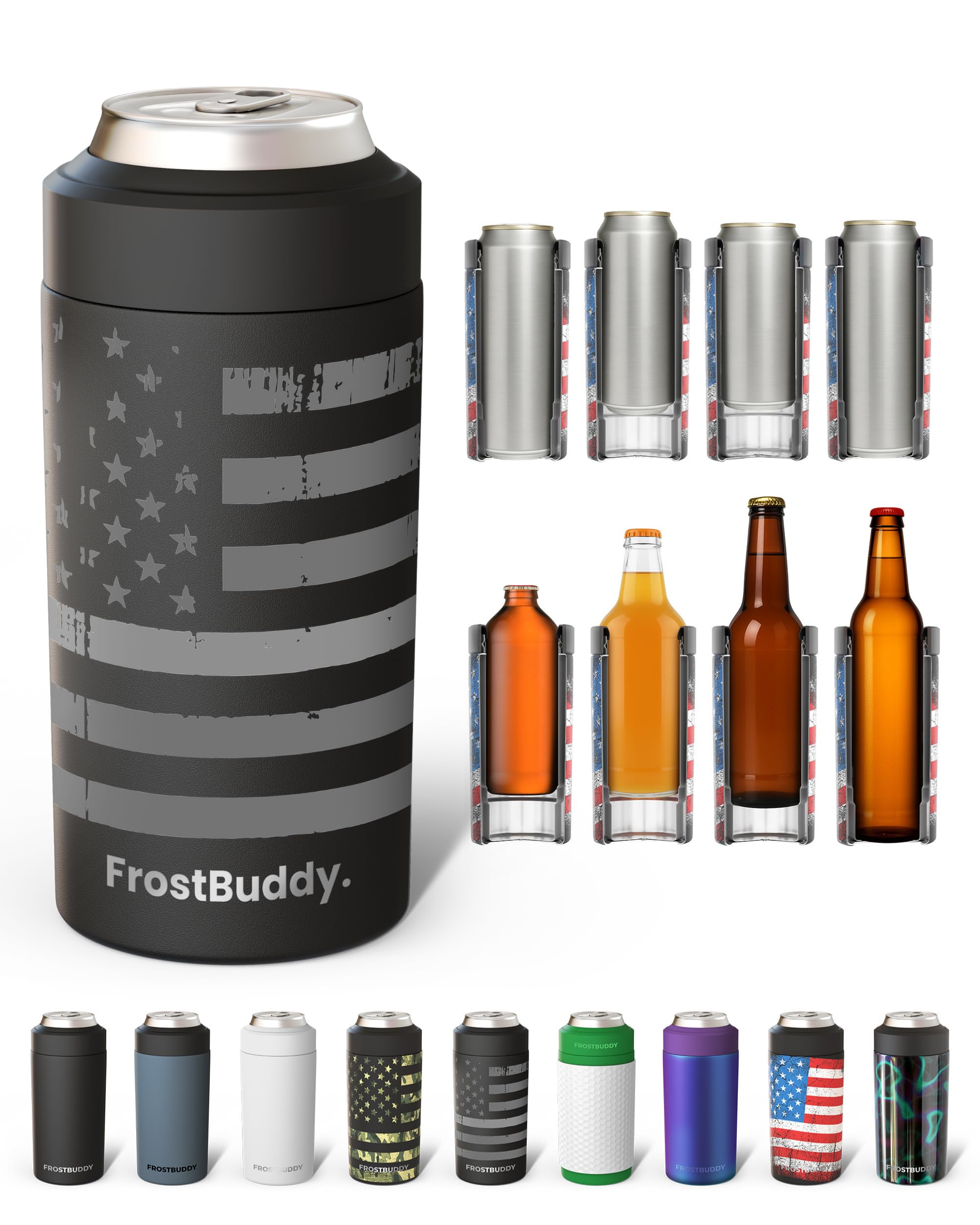 Frost Buddy Universal Can Cooler, Stainless Steel, Gunmetal Glory